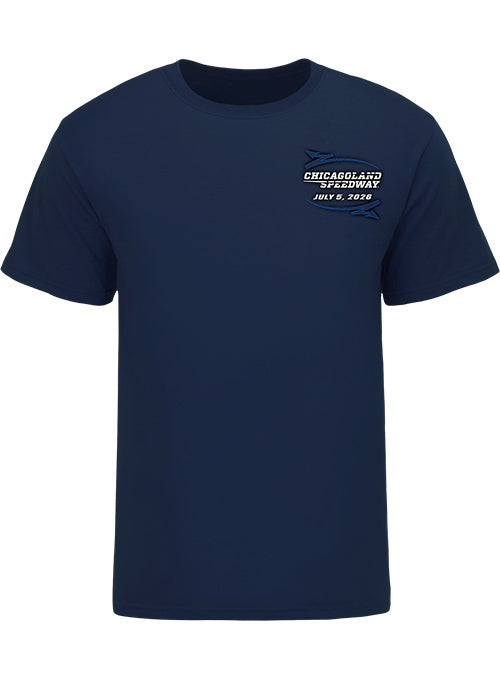 2026 Chicagoland Speedway Ghost Car T-Shirt in Blue - Front View