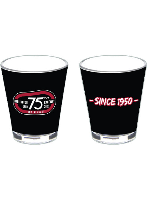Darlington 75th Anniversary Shot Glass - Front and Back View