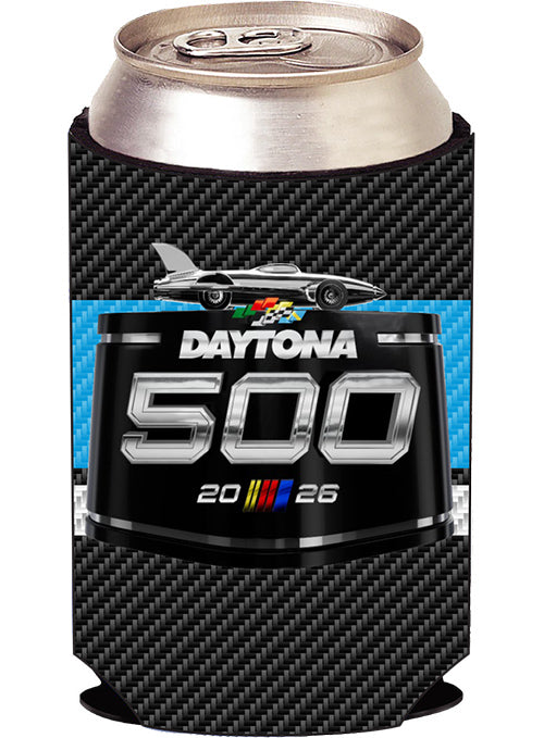 2026 Daytona 500 Ghost Car 12 Oz. Can Cooler In Black, Blue & Grey - Side View 2