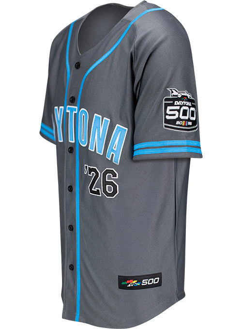 2026 Daytona 500 Baseball Jersey in Grey - Front Left View