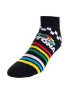 Daytona Racing Stripe Sock in Black - Angled Front Left Side View