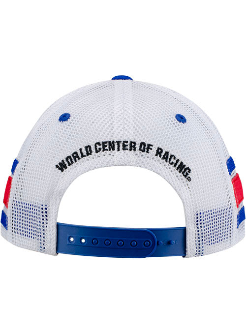 Daytona International Speedway Striped Trucker Meshback Hat in blue - back view