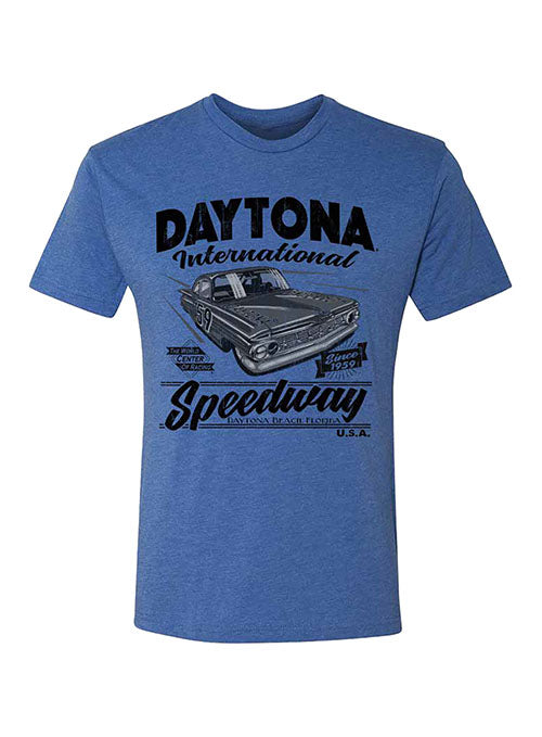 Daytona Retro Car T-Shirt - Blue - Front View