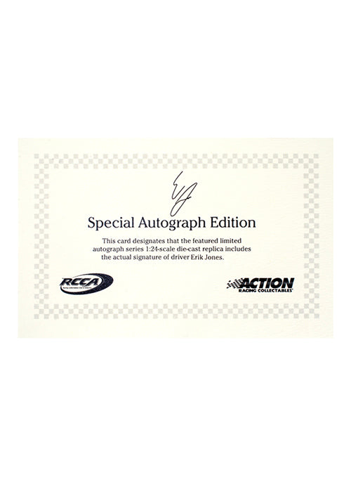 2026 Erik Jones Autographed Advent Health 1:24 Diecast - Certificate view
