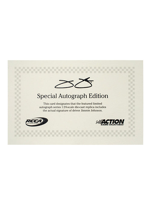2026 Jimmie Johnson Autographed Carvana 1:24 Diecast - Certification view