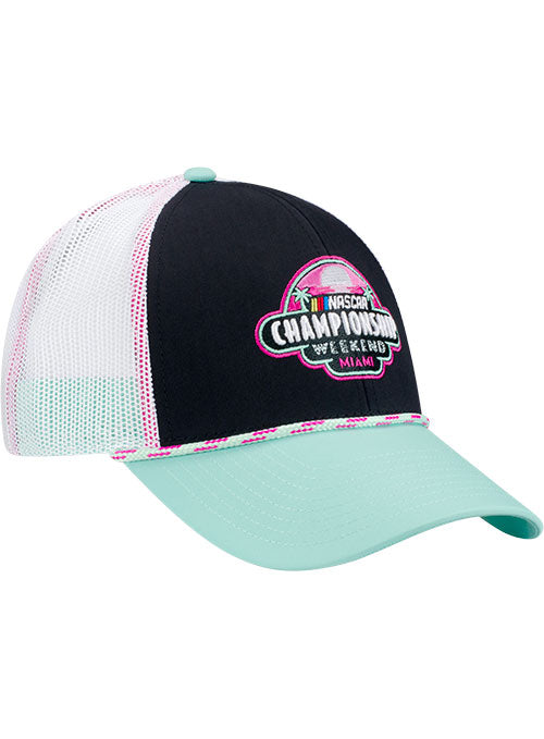 2026 Homestead Championship Weekend Event Rope Hat In Black, Blue, Pink & White - Angled Right Side View