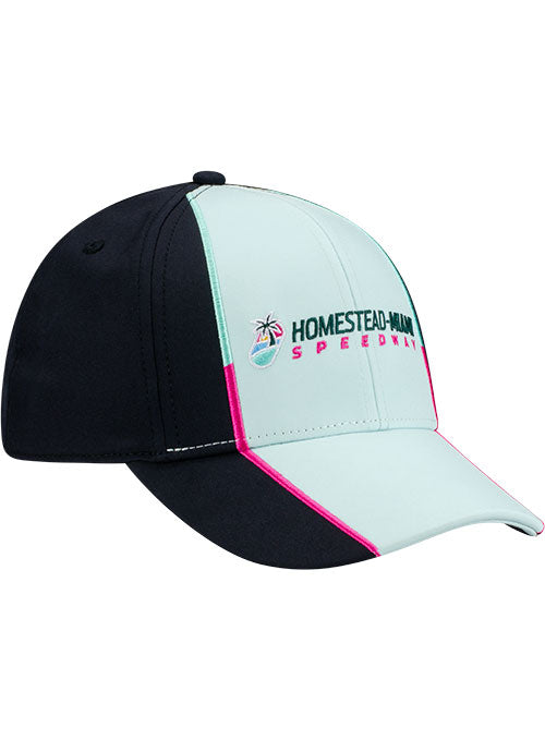 Homestead-Miami Speedway Youth Racer Hat In Blue, Black & Pink - Angled Right Side View
