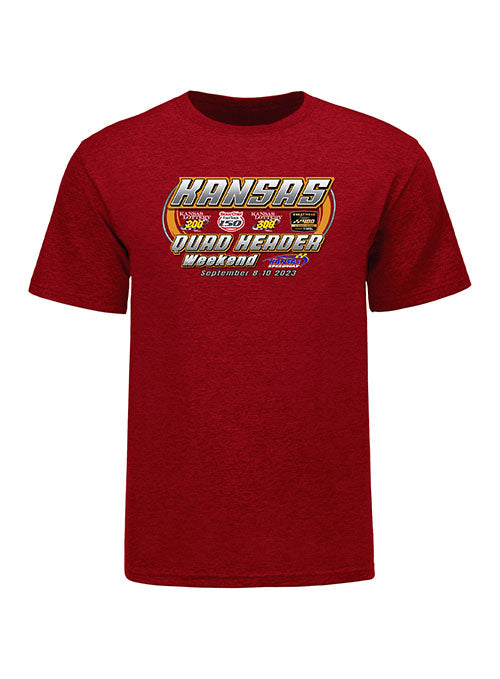 2023 Kansas Quadruple Header T-Shirt in Red - Front View