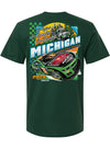 2026 Men's Michigan International Speedway Firekeepers Casino Tee in Green - Back View