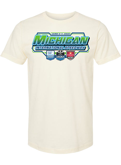 2026 Men's Michigan International Speedway Triple Header Tee in White - Front View