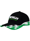 Michigan Checkered Hat in Black and Green - Angled Left Side View