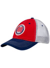 Michigan Retro Mesh Back Hat in Red, White, and Blue - Angled Left Side View