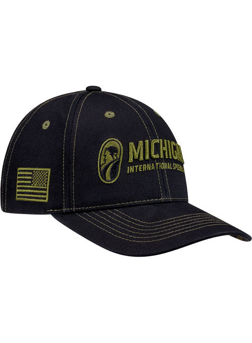 Michigan International Speedway Military Americana Hat in Black - Front Right view