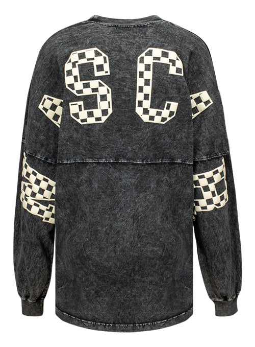 Ladies National Association for Stock Car Auto Racing Checkered Spirit Jersey in Black - Back View