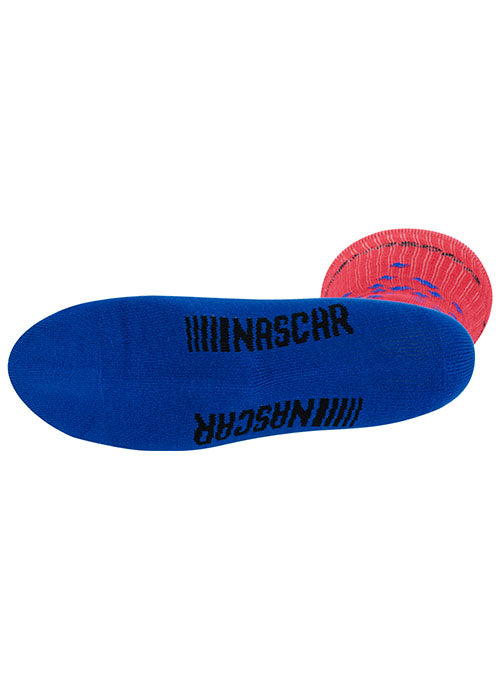 NASCAR Spray Zone Socks in Red and Blue - Underneath View