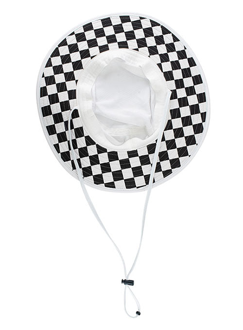 Mens White Checkered NASCAR Boonie - Underneath View