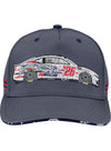 2026 NASCAR Car Embroidery Hat in Grey - Front View