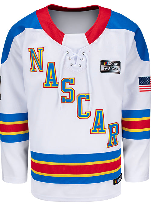 2026 NASCAR Hockey Jersey in White - Front View
