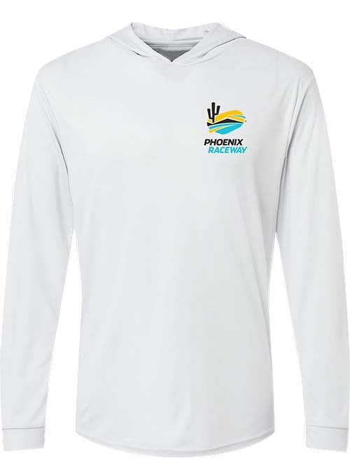 Phoenix Raceway Hooded Long Sleeve T-Shirt in White - Front View