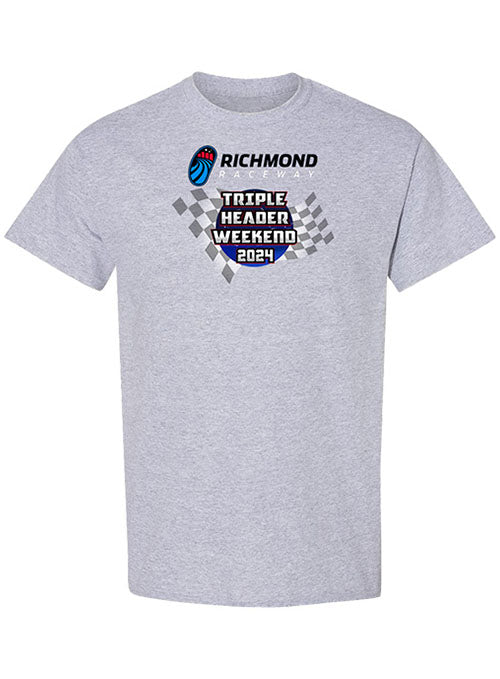 2024 Richmond Raceway Triple Header T-Shirt in Grey - Front View