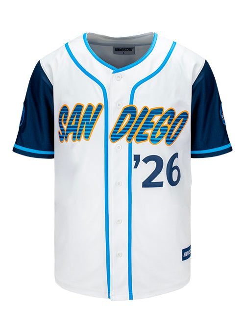 2026 San Diego Weekend Baseball Jersey In White & Blue - Front View
