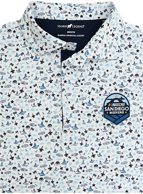 San Diego Weekend Horn Legend Motif Polo - Close Up View
