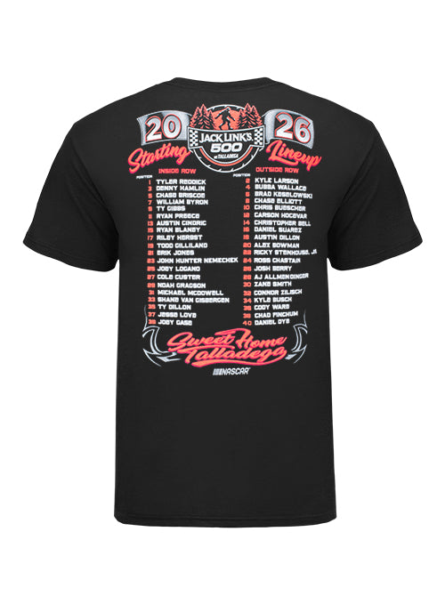 2026 Talladega Superspeedway Starting Lineup T-Shirt in Black - Back View