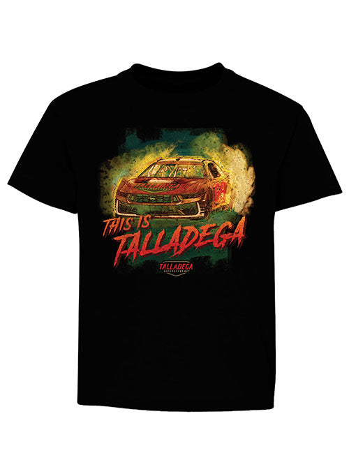 Youth Talladega Burnout T-Shirt in Black - Front View