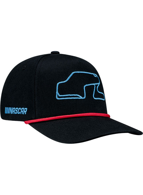 Watkins Glen International Track Outline Rope Hat in Black - Front Right View