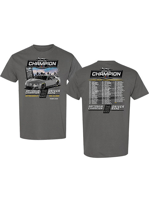 Tyler Reddick Daytona 500 Champion T-Shirt In Grey - Combined Front & Back View