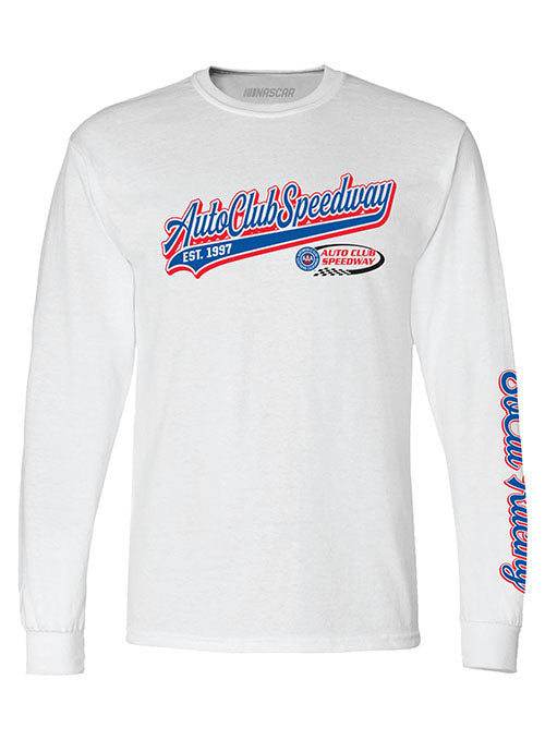 Auto Club SoCal Racing Long Sleeve T-Shirt in White- Front View