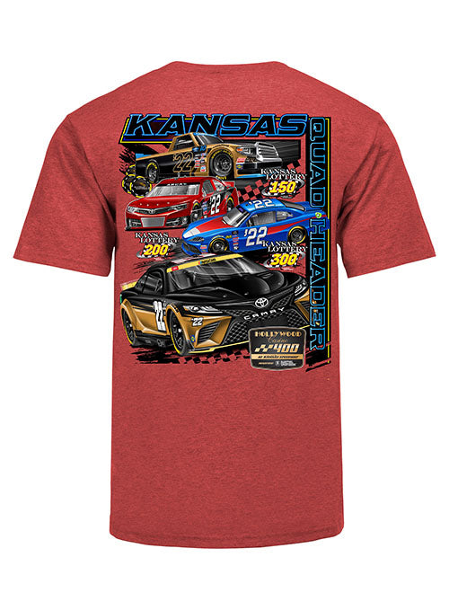 2022 Kansas Quadruple Header Weekend T-shirt in Heather Red - Back View