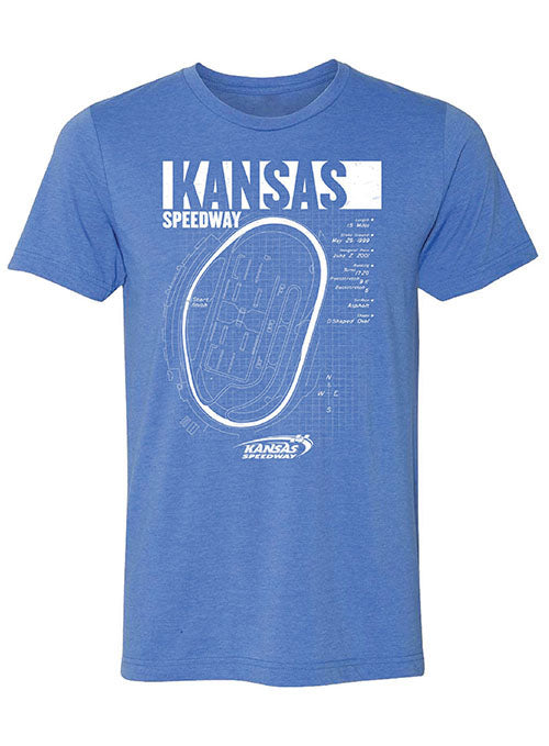 Kansas Speedway Blueprint Triblend T-Shirt in Blue- Front View
