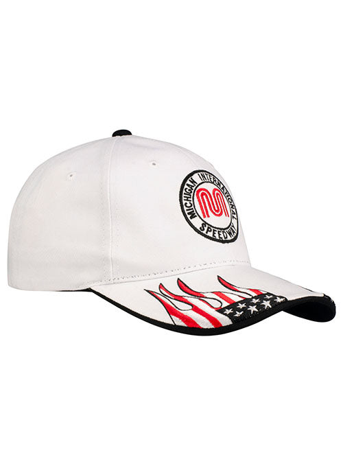 Michigan Americana Flames Hat in White - Right Side View