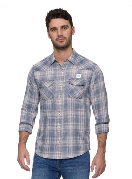 NASCAR Flag & Anthem Plaid Shirt - Model Image Front View