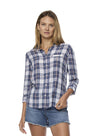 NASCAR Ladies Long Sleeve Plaid Flannel - Model Image Front View