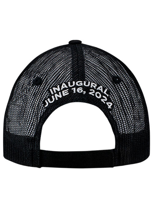 2024 Iowa Corn 350 Distressed Mesh Hat in White and Black - Back View