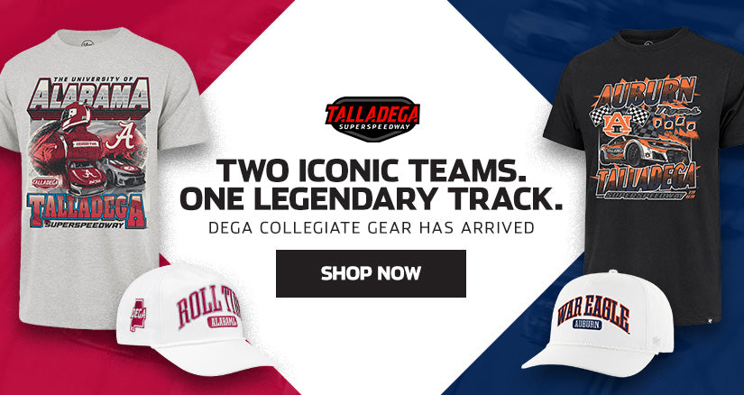Two Iconic Teams. One Legendary Track. Dega Collegiate Gear Has Arrived SHOP NOW