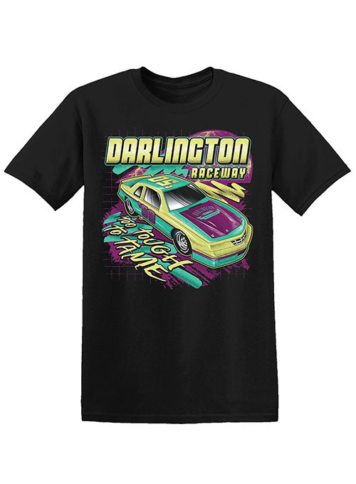 Darlington Raceway Neon Throwback T-Shirt in Black - Front View