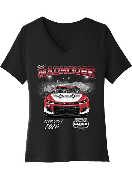 2026 Ladies Clash at Bowman Gray "The MadHouse" Car Tee in Black - Front View