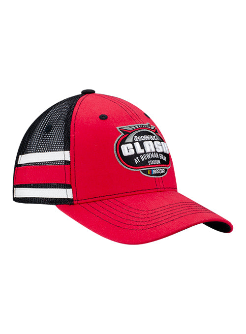 2026 Clash at Bowman Gray Stadium Striped Trucker Hat - Angled Right Side View