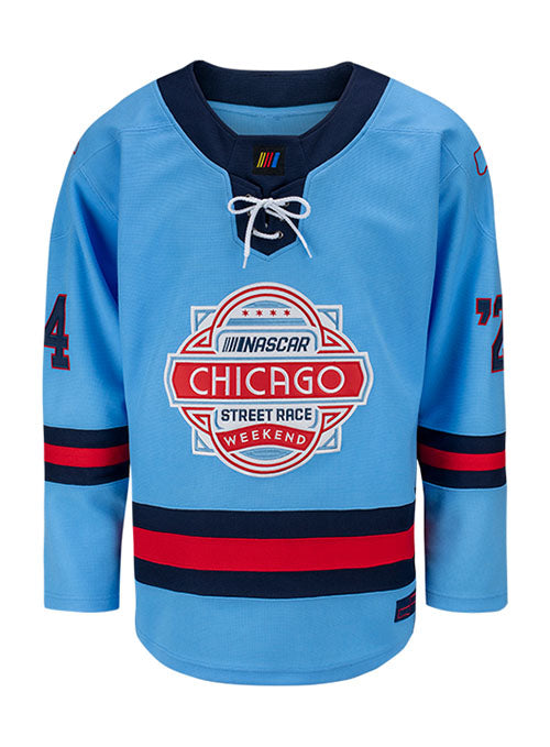 2024 Chicago Street Race Hockey Jersey in Blue - Front View