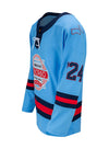 2024 Chicago Street Race Hockey Jersey in Blue - Angled Left Side View