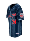 2024 Chicago Street Race Baseball Jersey in Blue - Angled Left Side View