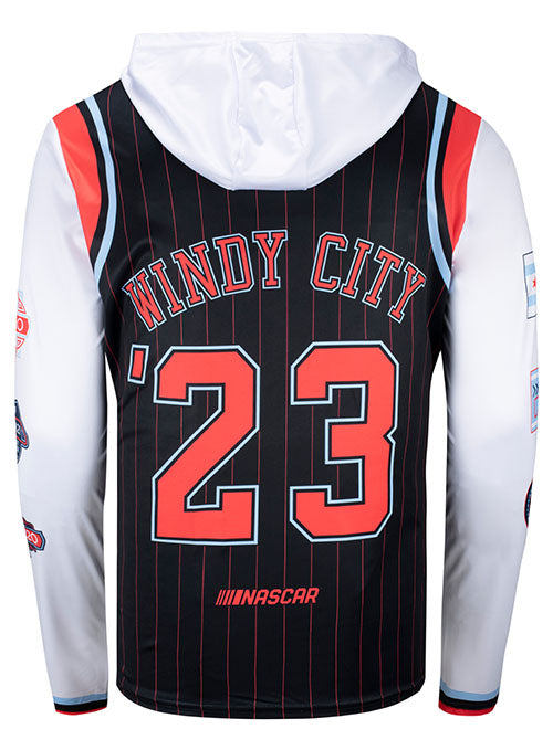 2023 Chicago Street Race Sublimated Firesuit Hooded Long Sleeve T-Shirt - Back View
