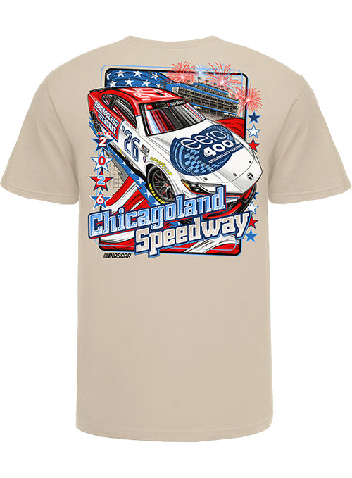 2026 Chicagoland Speedway Event T-Shirt in Tan - Back View