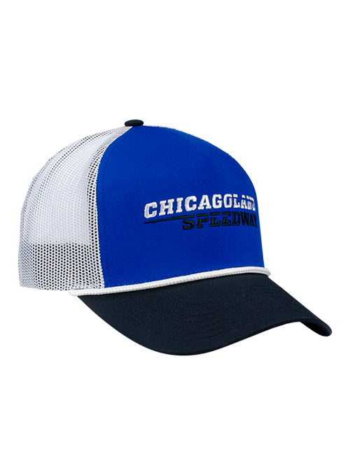 Chicagoland Speedway Rope Hat in blue - front right view