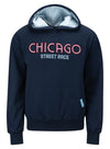 Chicago Street Race Applique Hoodie in Blue - Front View