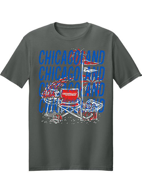 Chicagoland Speedway Tailgate T-Shirt in Grey - Front view