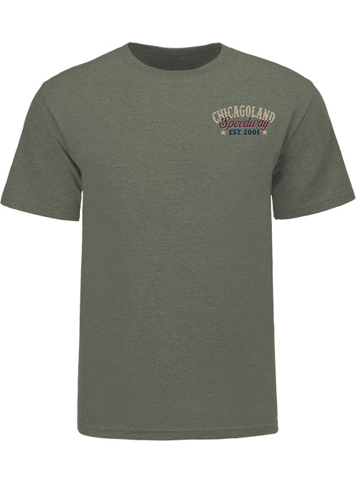 Chicagoland Speedway Americana T-Shirt in Green - Front View